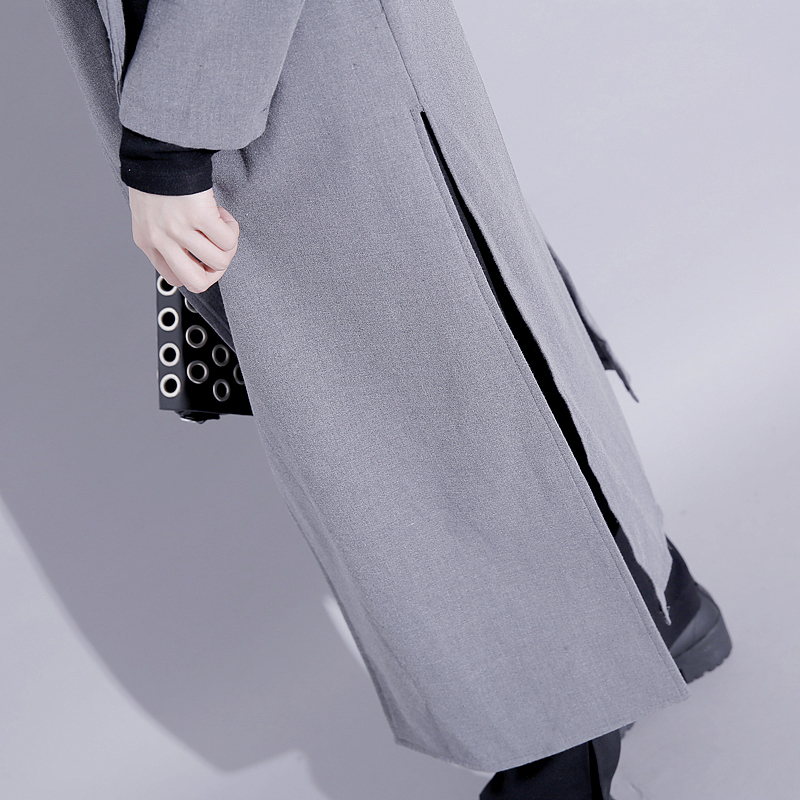 欧美秋冬新款自带气场风衣长款外套