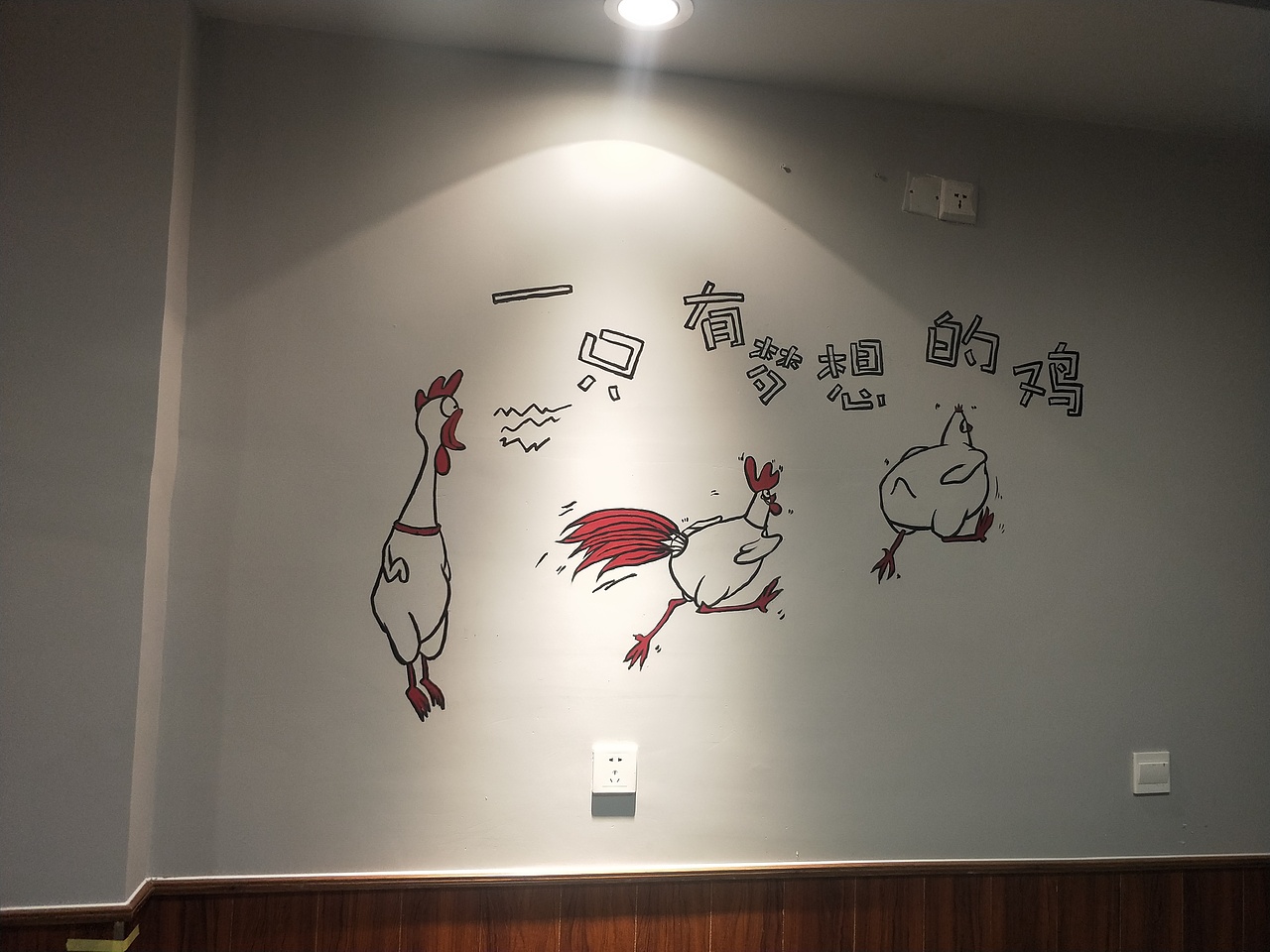 火锅鸡墙绘