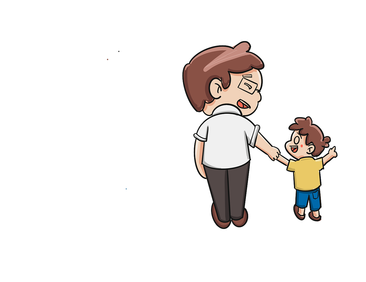 父子场景插画