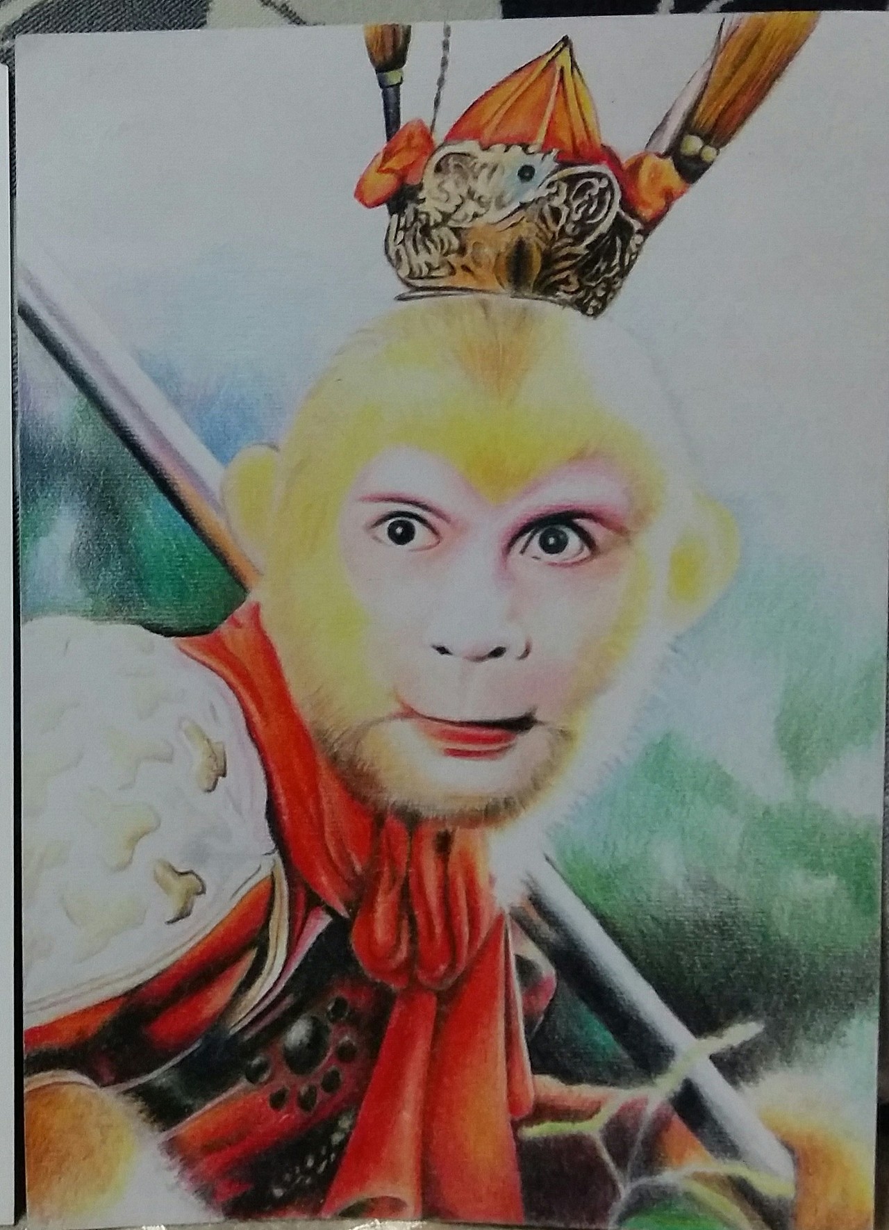 第一次画彩铅～～齐天大圣!