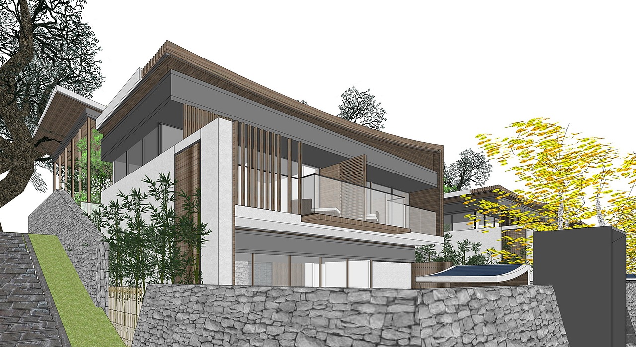 新中式民宿设计SU模型下载（图ZMjY1MzMzMDIw） - 建筑设计 - 站酷设计师素模网原创素材 - 站酷ZCOOL