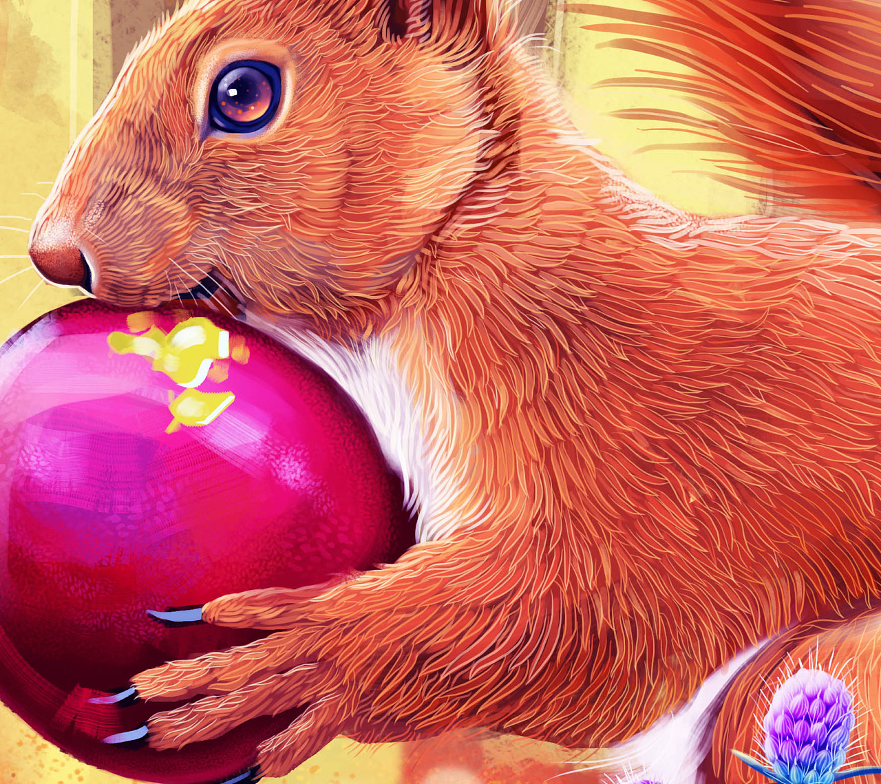 插画动物-偷吃的小松鼠