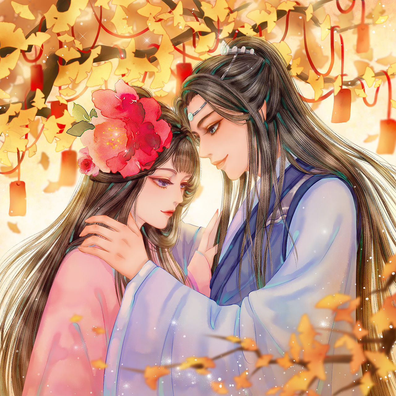 七夕贺图 — 《十里桃花》（图ZMjY2MTE3Mzgw） - 商业插画 - 站酷设计师焰十月原创素材 - 站酷ZCOOL