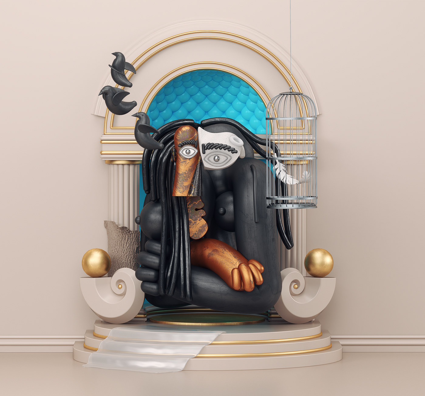 国外大神3d,c4d作品 "每个形状都有一个看不见的点找到它们并以一种新