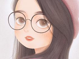 女生文艺头像 客单分享 照片转插画 原创