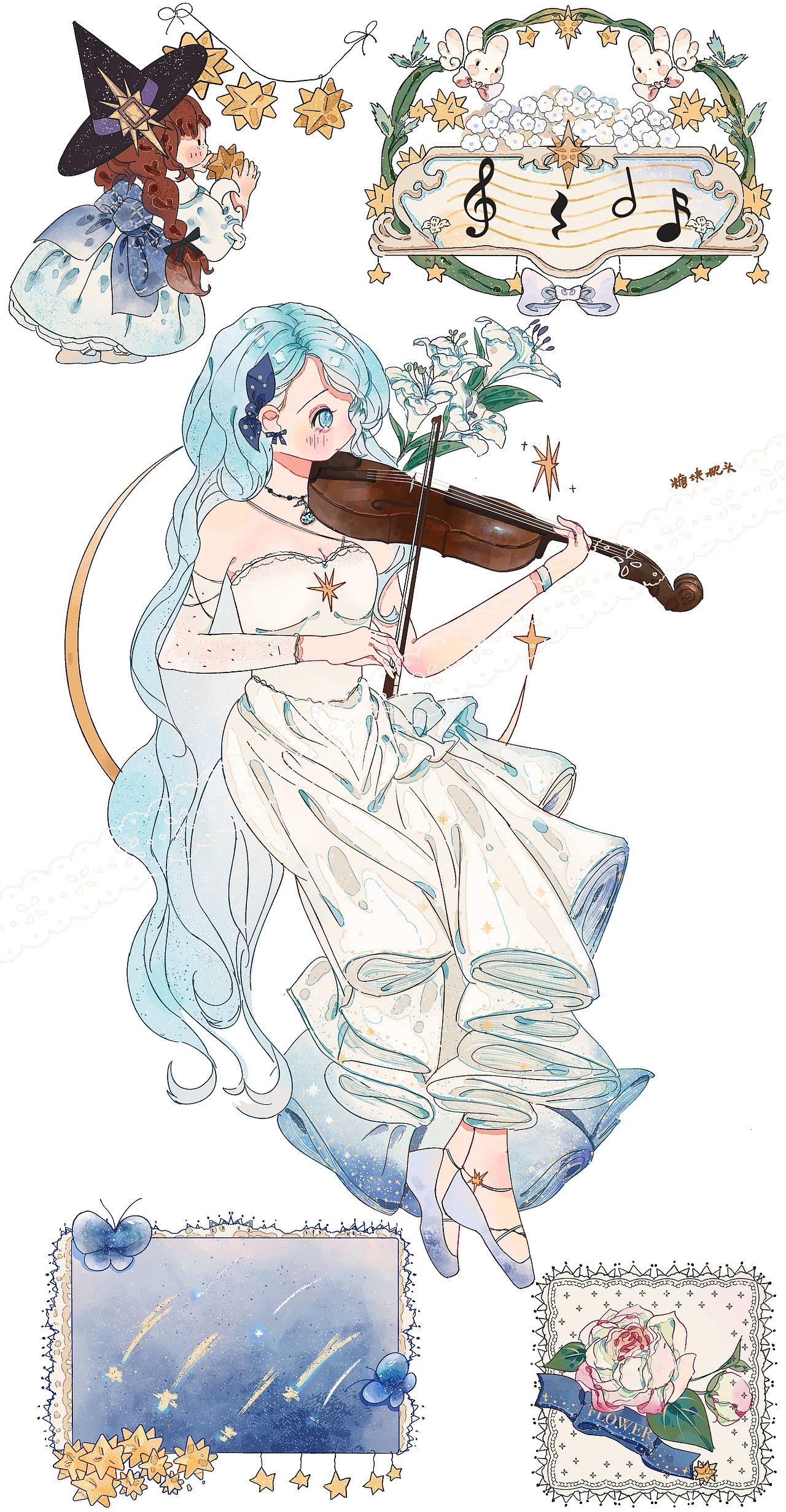四重奏 在银河中演奏乐章吧 和纸胶带（图ZMzMwNzk1NDg4） - 商业插画 - 站酷设计师陈忱忱原创素材 - 站酷ZCOOL