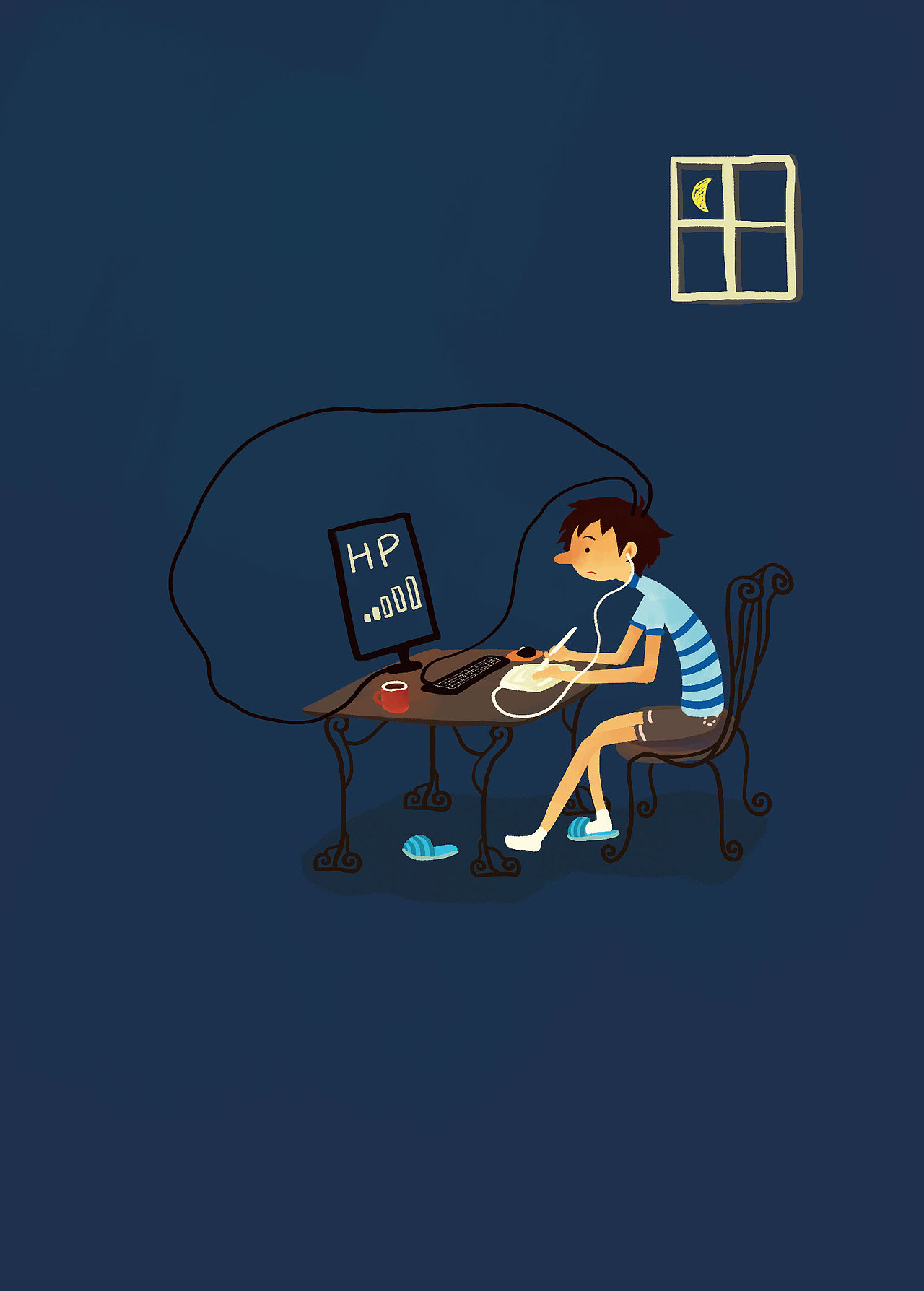 插画师的夜晚（图ZMTA1MDY1OTI=） - 创作习作 - 站酷设计师牟悠然原创素材 - 站酷ZCOOL