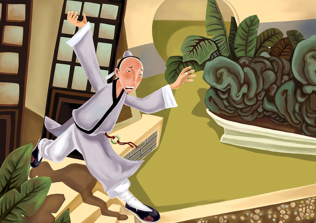 郑人买履儿童插图绘画作品