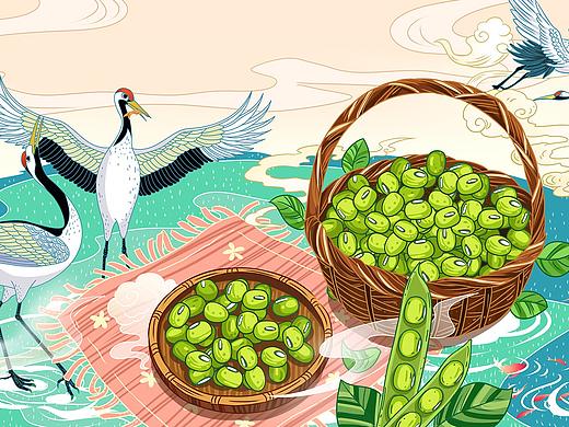 国潮农产品粮食插画