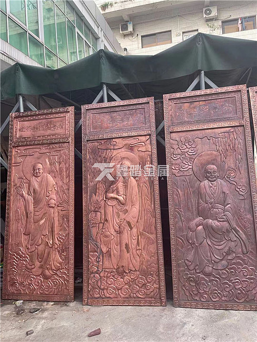 大型紫铜浮雕壁画、寺庙十八罗汉錾铜雕塑圆雕艺术作品