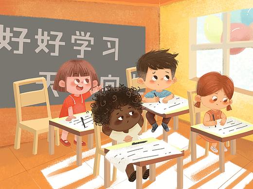 小朋友上课的样子