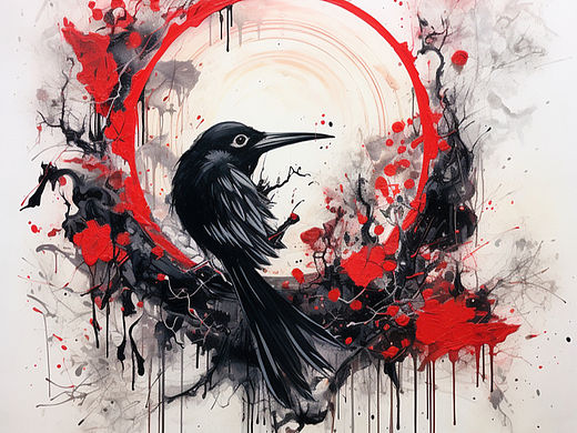 新中式国风小品喷绘作品