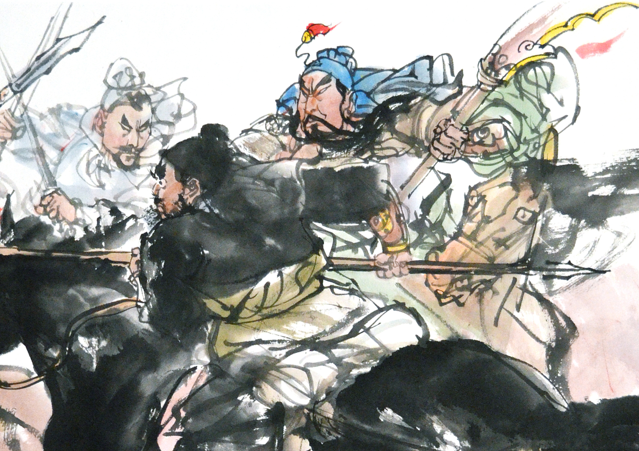 国画作品《三英战吕布》（图ZMTM0NDYzNjI0） - 绘画 - 站酷设计师王可伟原创素材 - 站酷ZCOOL