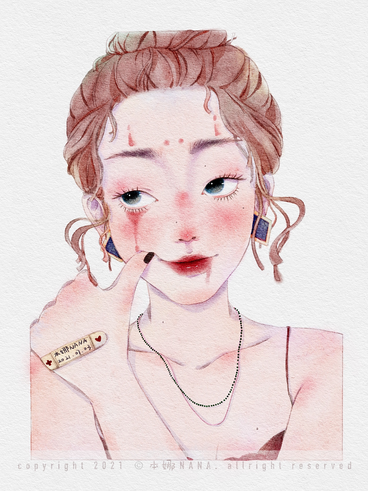 iPad少女插画,水彩风