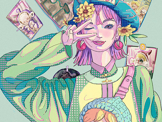 平涂色彩過(guò)程｜c(diǎn)ici與泡泡瑪特系列（個(gè)人主頁(yè)-ZNjQwMjA5NDQ=） - 藝術(shù)插畫(huà) - 站酷設(shè)計(jì)師木棚子原創(chuàng)素材 - 站酷ZCOOL