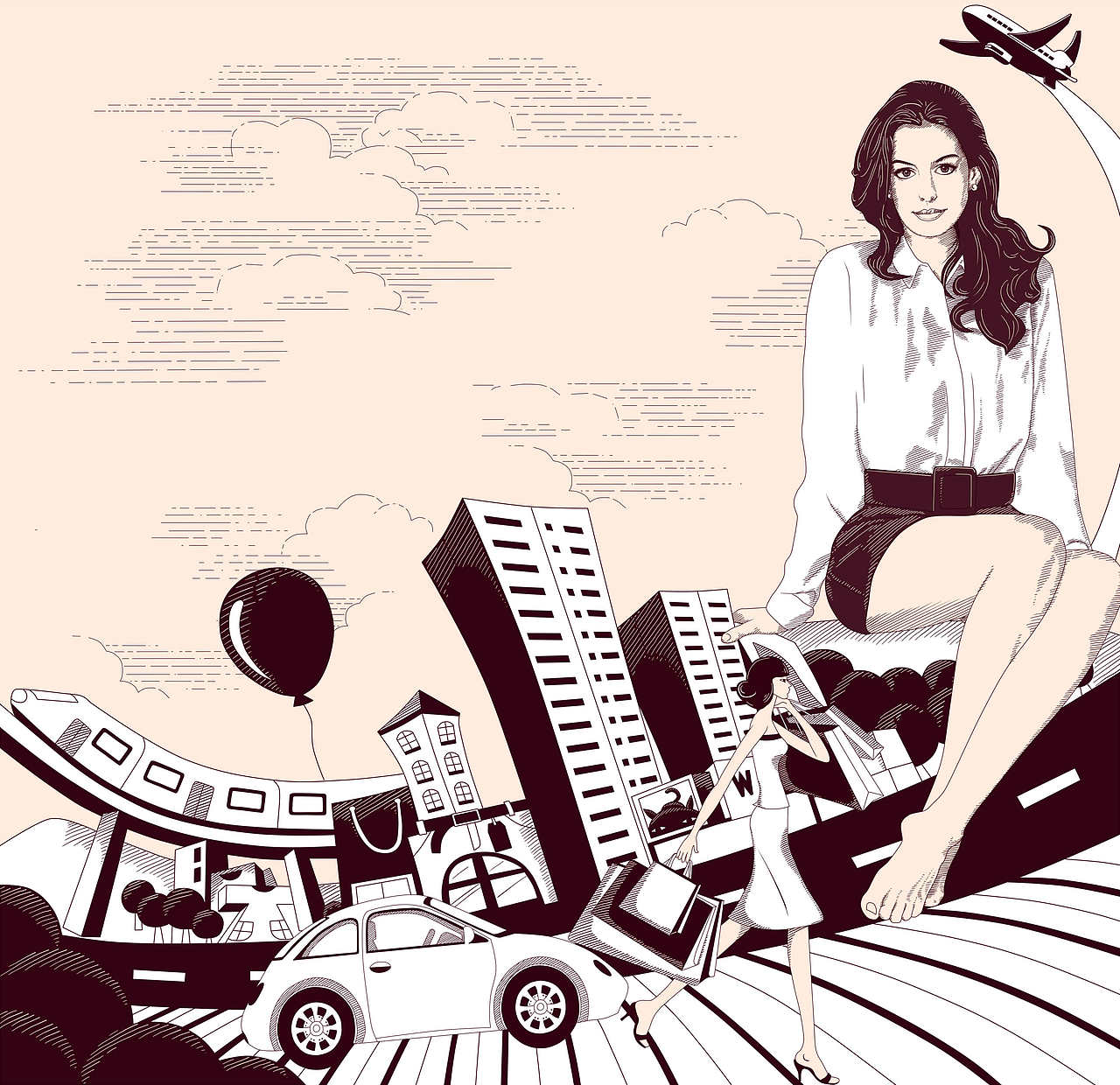 人物单色画（图ZMTYzMzg5NjQ=） - 商业插画 - 站酷设计师碎碎猫原创素材 - 站酷ZCOOL