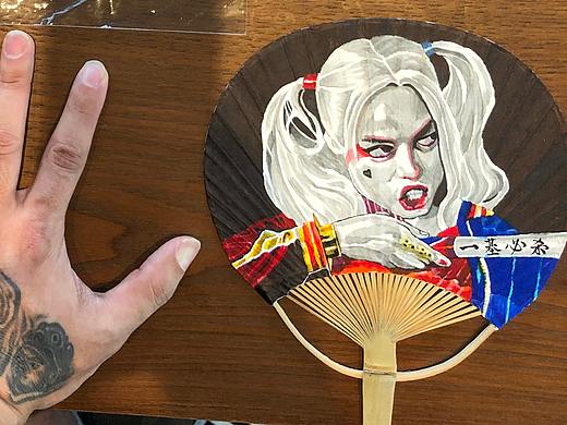 哈莉奎恩手绘扇面