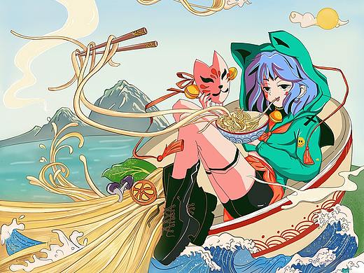 速食面条-插画包装设计
