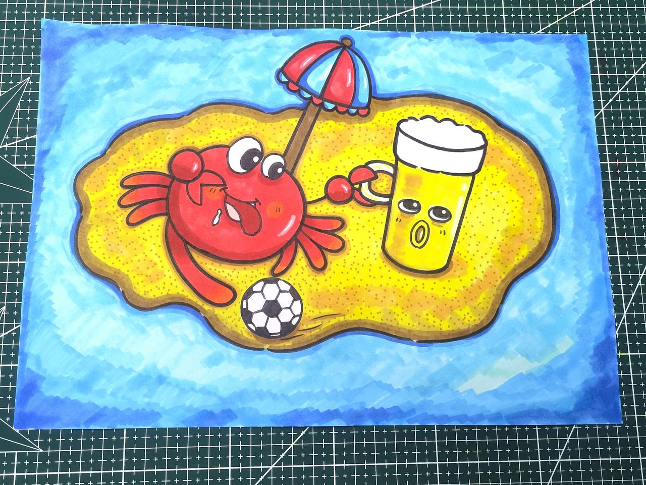 原创儿童画螃蟹的世界杯