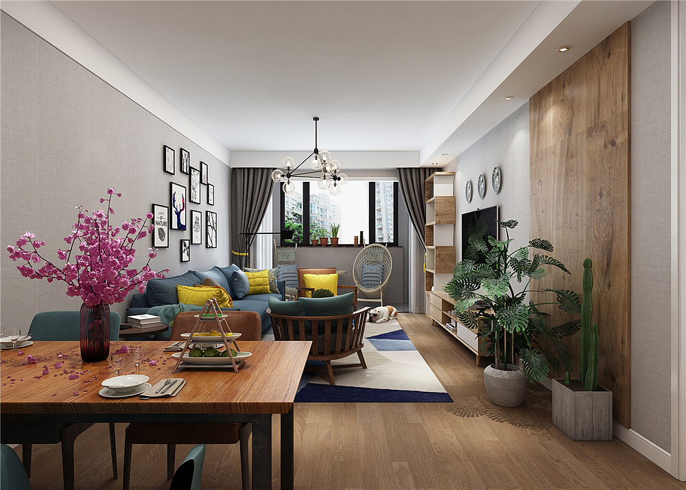 绿地玉兰花园90平北欧风格装修效果图