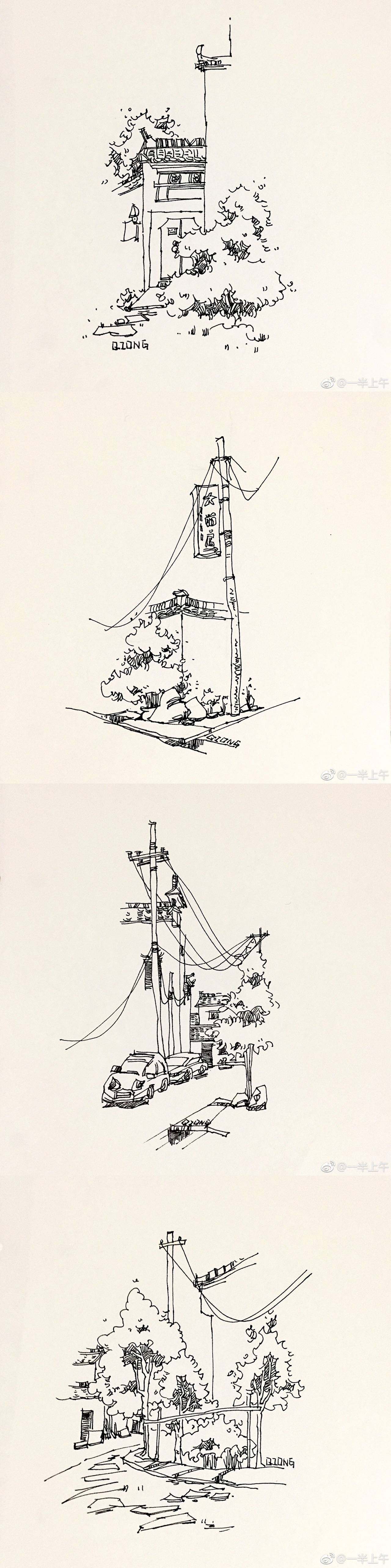 速写风景 小场景|纯艺术|绘画|粉红保安_原创作品-站酷zcool