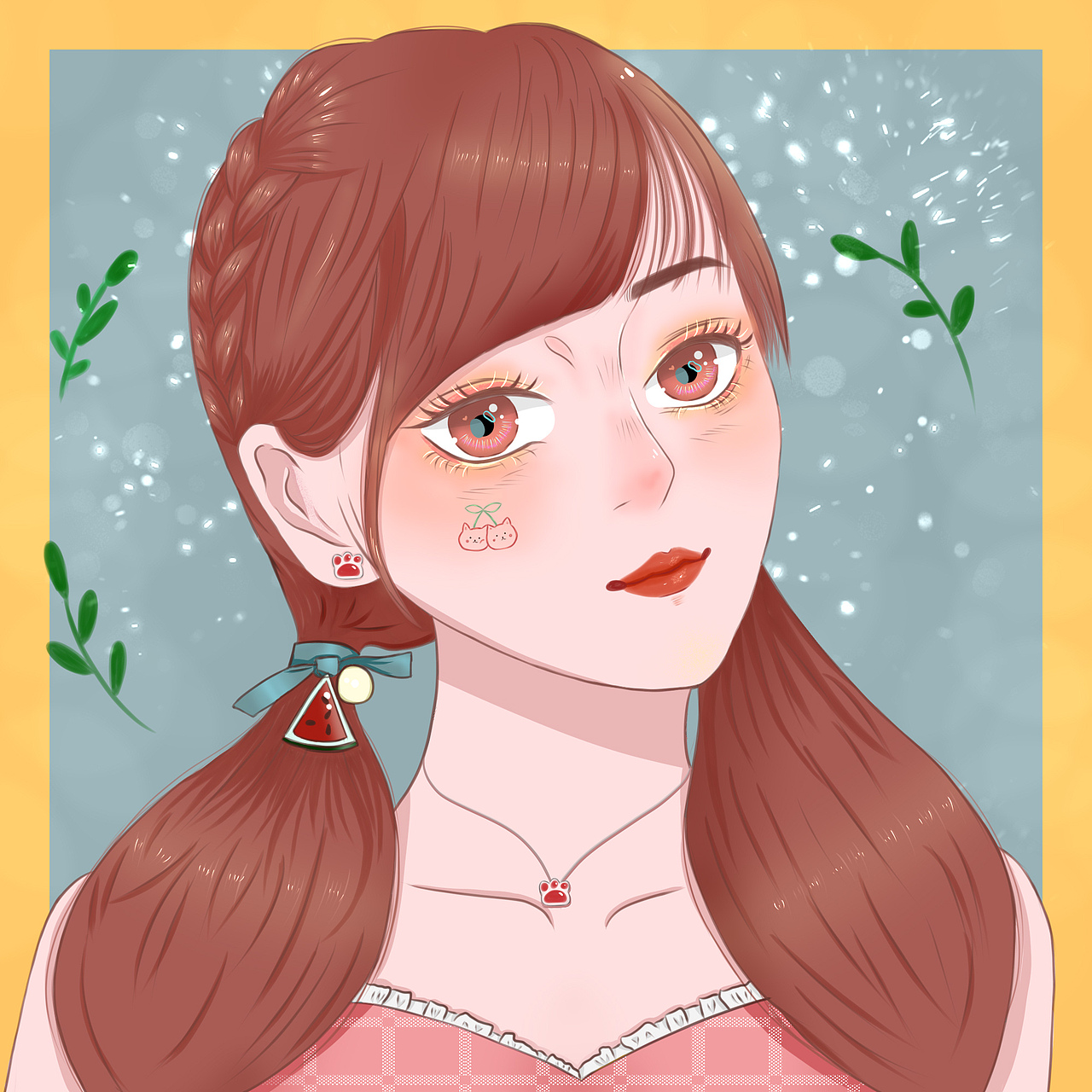 女生手绘大头卡通头像