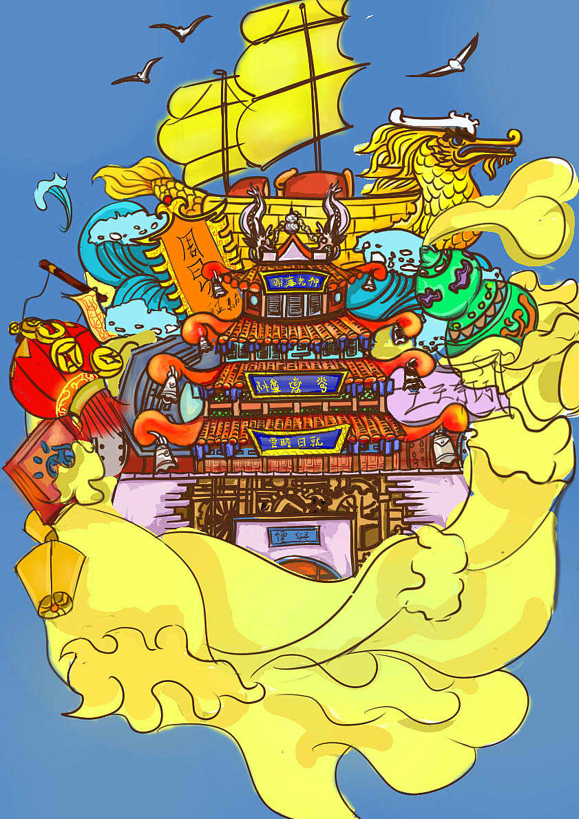 “漕挽咽喉”——江北水城风景区形象设计（图ZMTYyNDY1NTY0） - 艺术插画 - 站酷设计师灵魂画师007原创素材 - 站酷ZCOOL