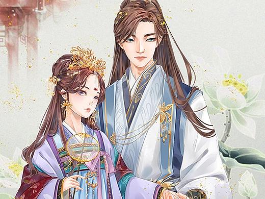 发一组汉服情侣的插图