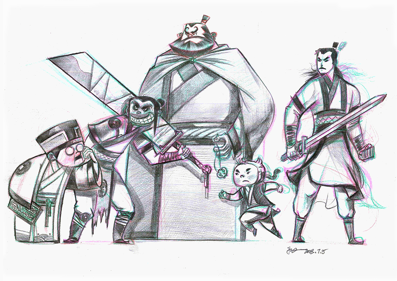 虎墩角色设计铅笔手稿