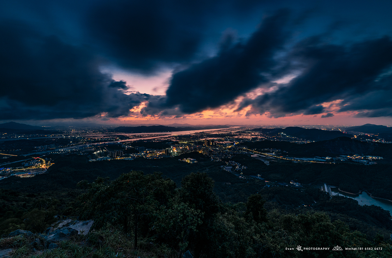拍摄广东中山日落——丫髻山