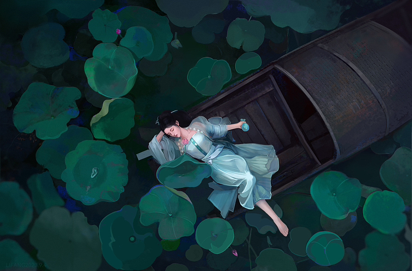 兴尽晚回舟，误入藕花深处（图ZMzUwNjgxOTM2） - 创作习作 - 站酷设计师爱画画的樱桃原创素材 - 站酷ZCOOL