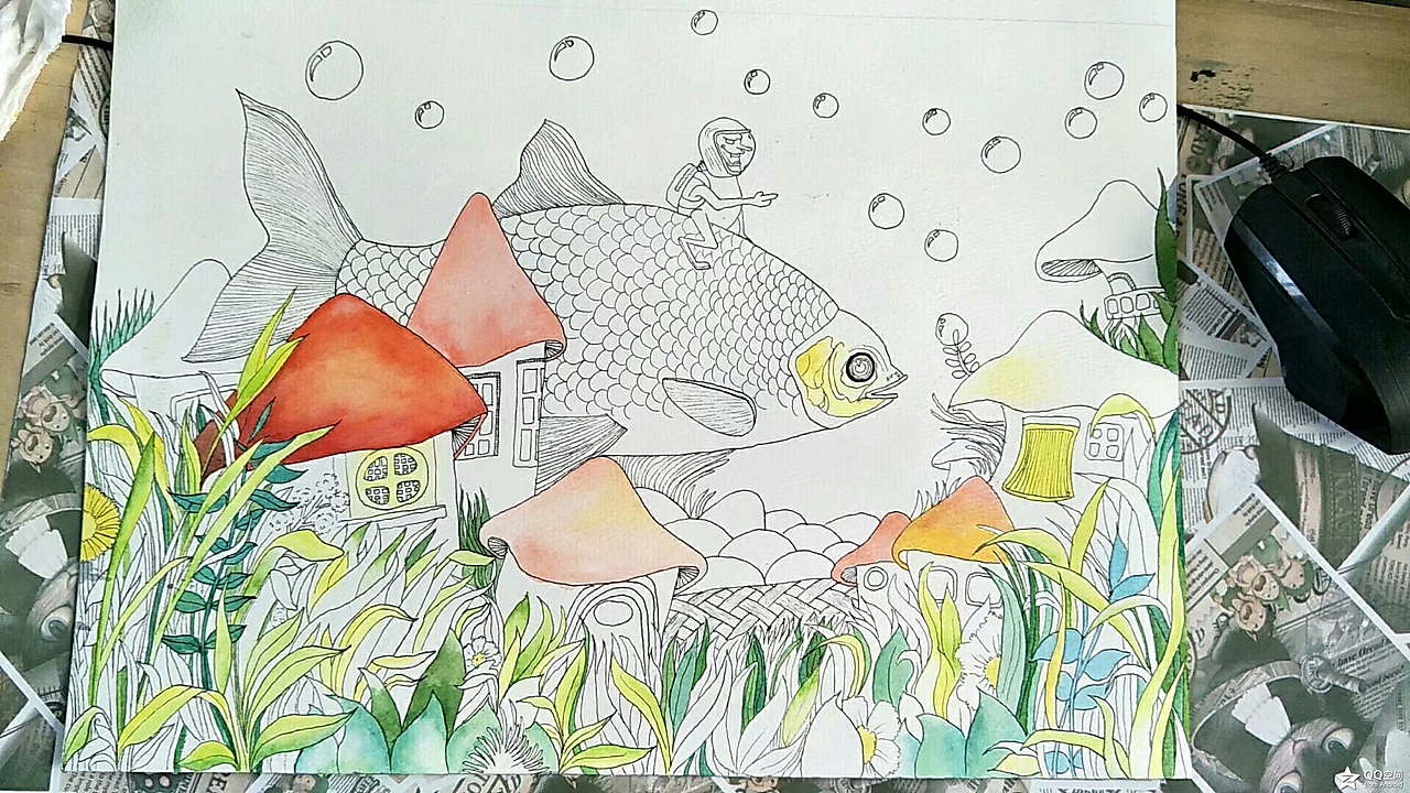 临摹骑鱼去旅行（图ZMTMwNTE3MjYw） - 创作习作 - 站酷设计师a萱草无忧a原创素材 - 站酷ZCOOL