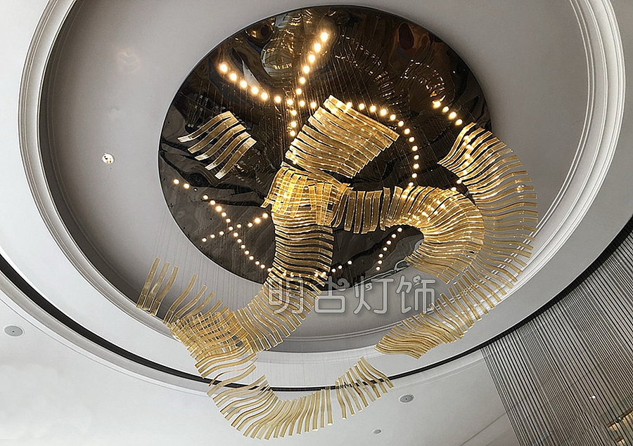 广州酒店大堂中庭艺术吊灯定制项目 明古定制