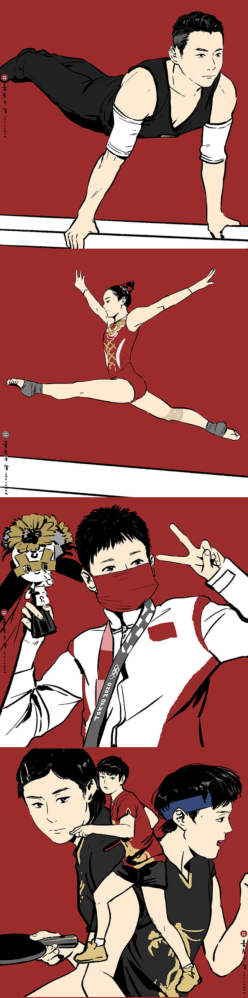 奥运冠军速写（图ZMjY3MTEyNjI0） - 艺术插画 - 站酷设计师青条子原创素材 - 站酷ZCOOL