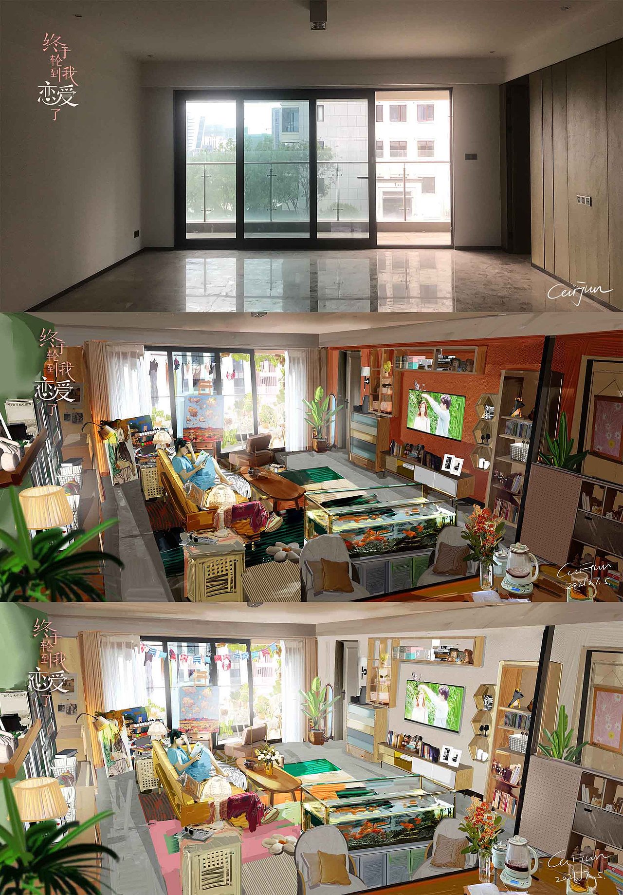 爱奇艺网剧《终于轮到我恋爱了》概念设计气氛图（图ZMzA1NjE2NjA4） - 其他影视 - 站酷设计师崔小囧原创素材 - 站酷ZCOOL