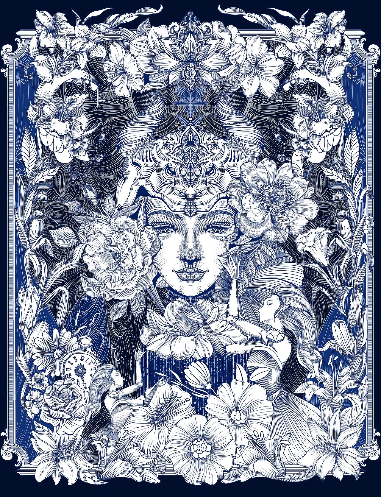 钢笔版画包装/玫瑰花/山茶花（图ZMzYxMjM0MTEy） - 商业插画 - 站酷设计师俞白_Yuri原创素材 - 站酷ZCOOL