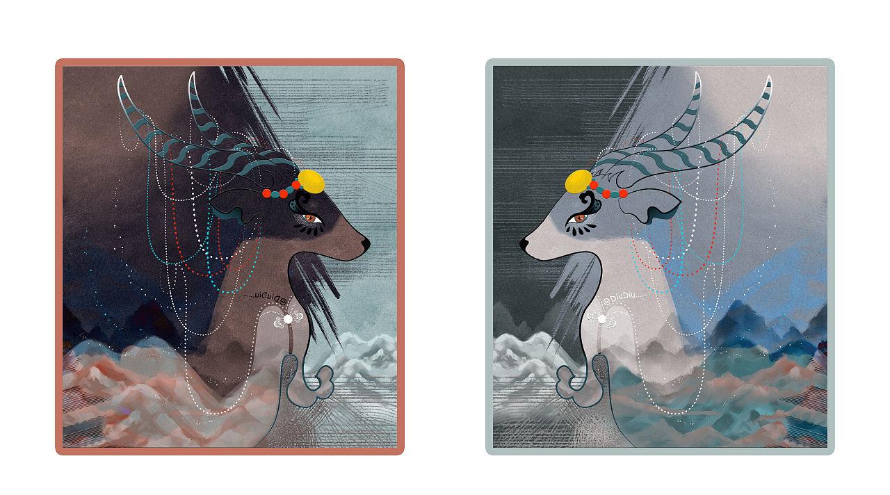 藏-羚-羊（图ZMzEwNTkzODEy） - 艺术插画 - 站酷设计师_D_I_U_原创素材 - 站酷ZCOOL