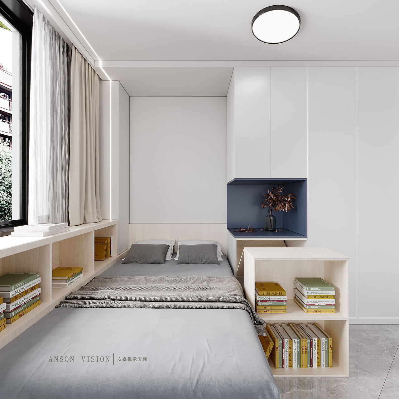 Anson︱现代小户型客餐厅卧室表现（图ZMjIxNTMzODQ0） - 家装设计 - 站酷设计师Anson安森视觉原创素材 - 站酷ZCOOL