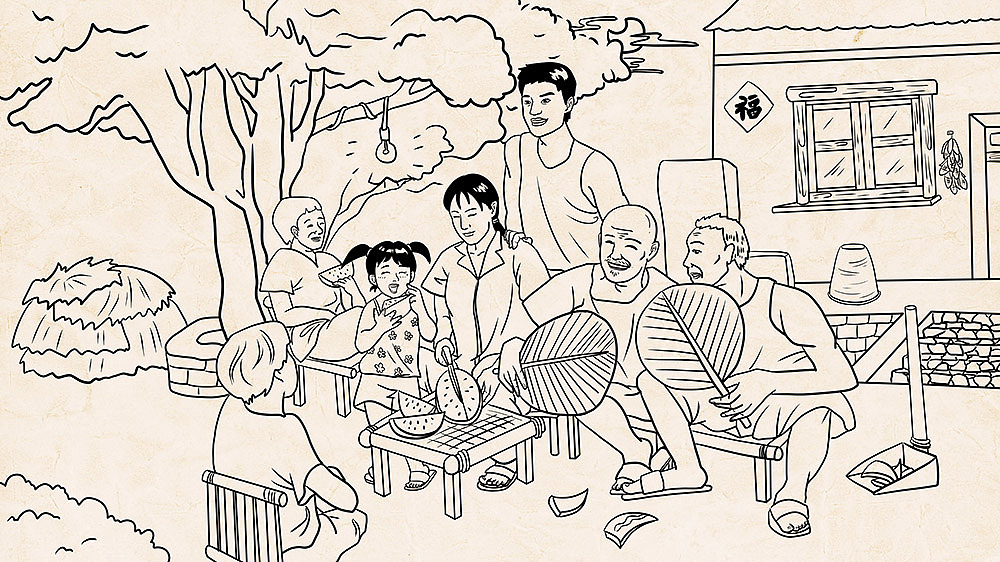 透着月光吹着凉风,在大人们的闲聊笑语中,度过整个夏天.