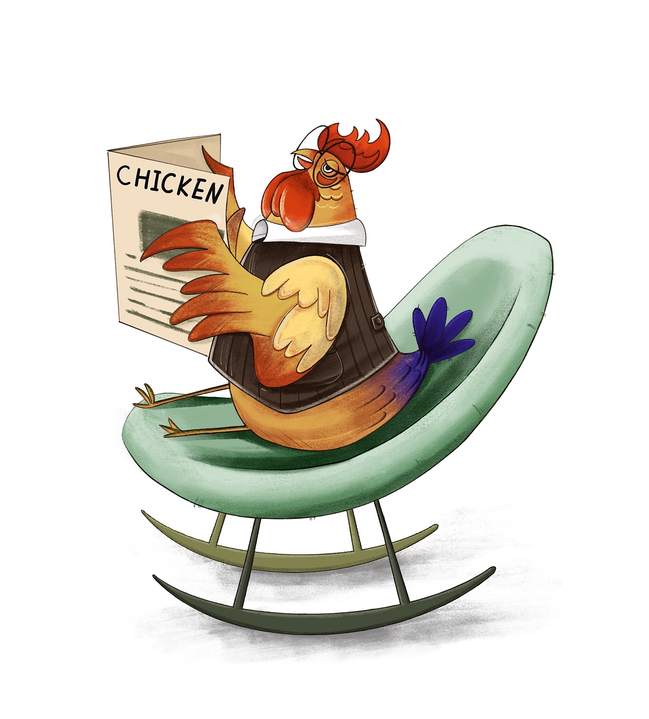 看报的公鸡|插画|艺术插画|x美楠子 - 临摹作品 - 站酷 (zcool)