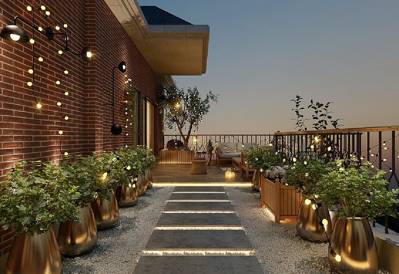现代露天花园休闲阳台|空间|家装设计|张美丽效果图 - 原创作品 - 站酷 (ZCOOL)
