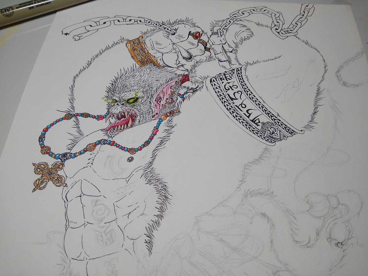 2018.03.15-山海经-南山经-招摇山神兽之“狌狌”（图ZMTA4MDk3NjE2） - 创作习作 - 站酷设计师毣余原创素材 - 站酷ZCOOL