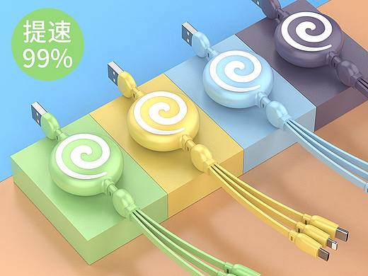 三合一伸缩数据线天猫详情页亚马逊主图设计3D建模渲染(个人主页-ZNDYyMjQ3MDg=) - 电商 - 站酷设计师知名高级3D渲染师原创素材 - 站酷ZCOOL
