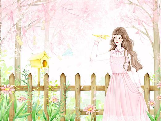 两张全页的少女插画