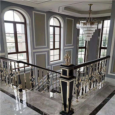 楼梯铝艺扶手加工厂家 简约铝镁合金楼梯立柱众钰订制