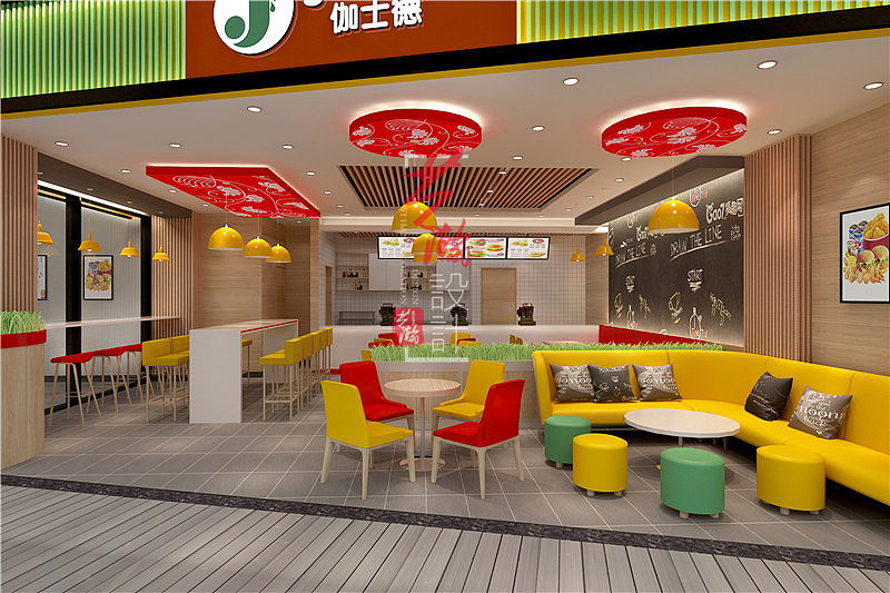 汉堡小吃店快餐店装修设计