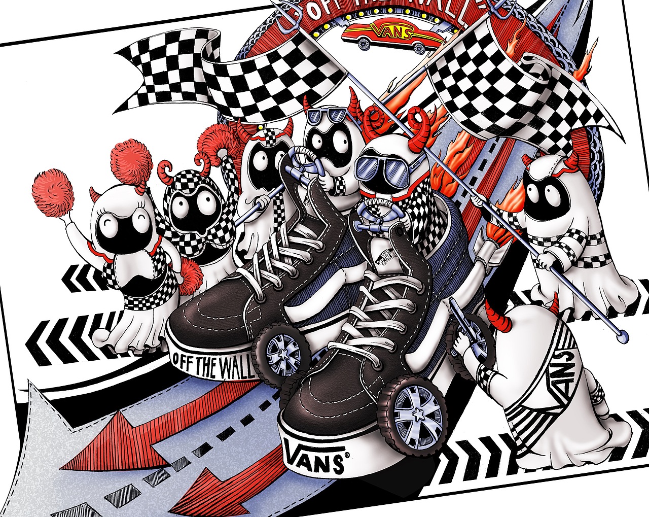 VANS恶魔赛车（图ZNDc3NjA4MzI=） - 商业插画 - 站酷设计师庄泽松原创素材 - 站酷ZCOOL