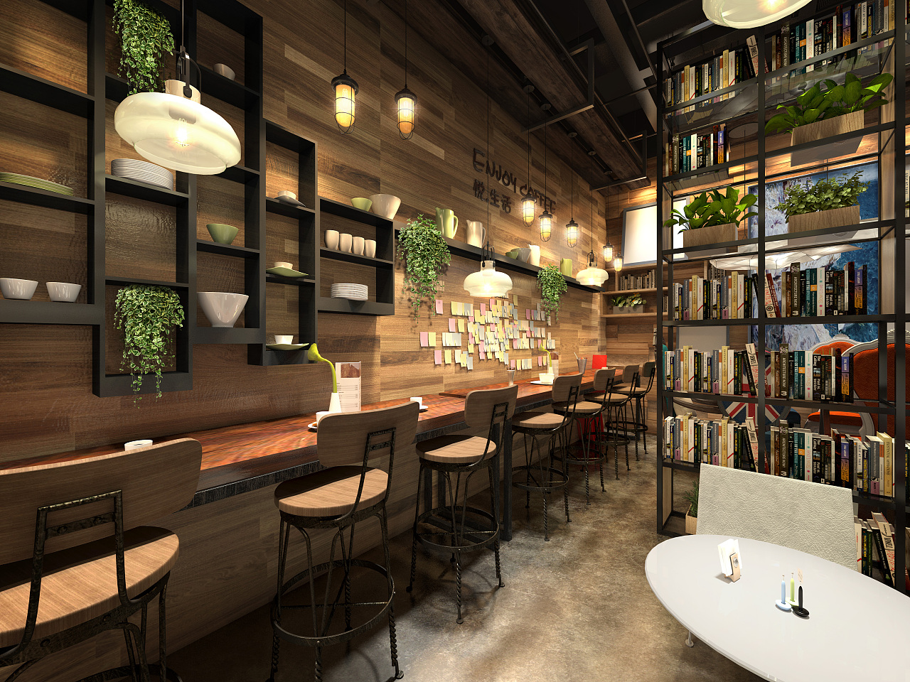 大连某集团内部咖啡书吧局部设计|空间|室内设计|XuXu0208 - 原创作品 - 站酷 (ZCOOL)