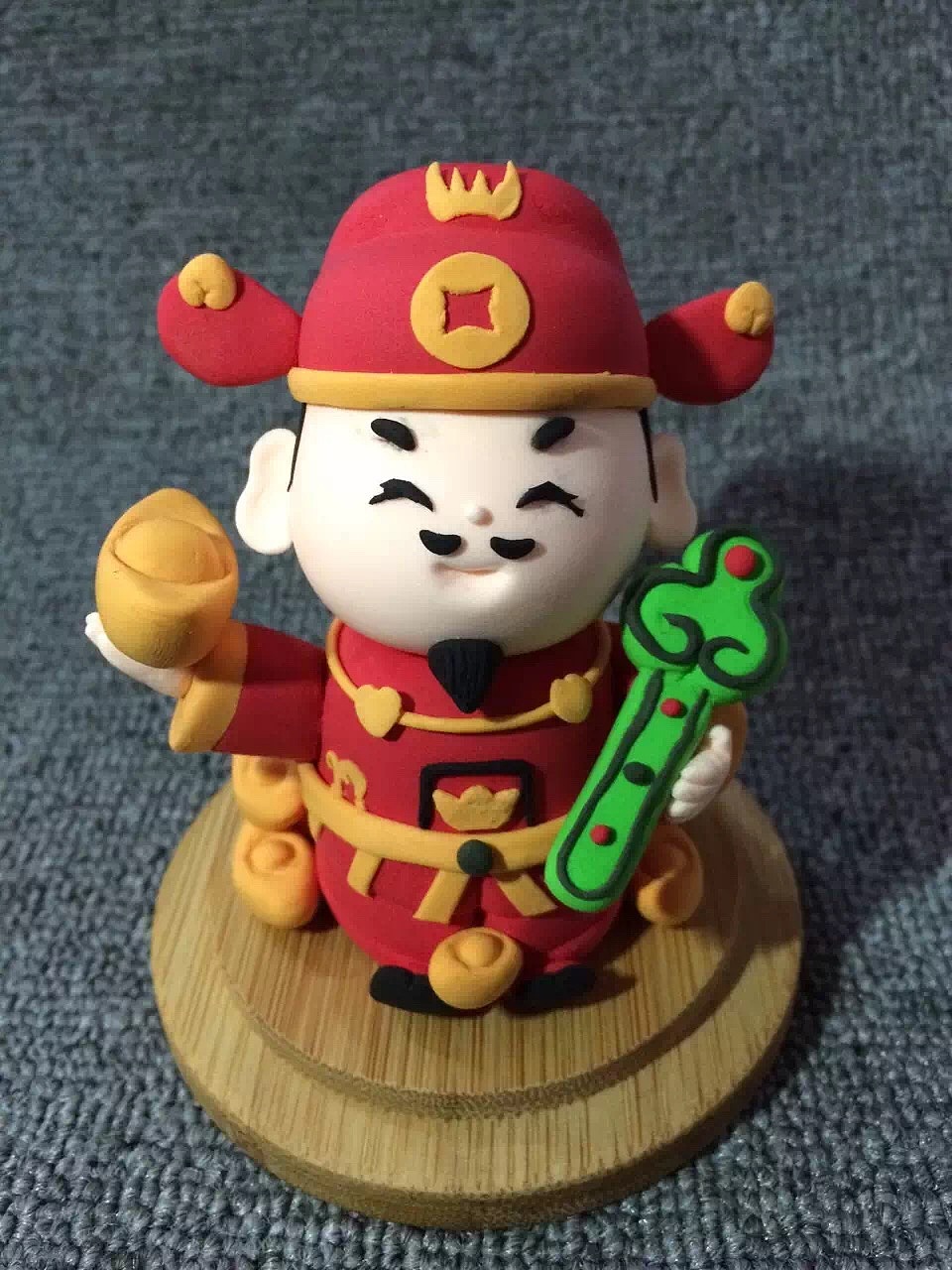 手工作品超轻粘土小财神玉如意金元宝富甲天下