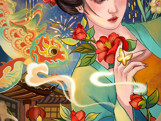花朝月夕插画系列设计